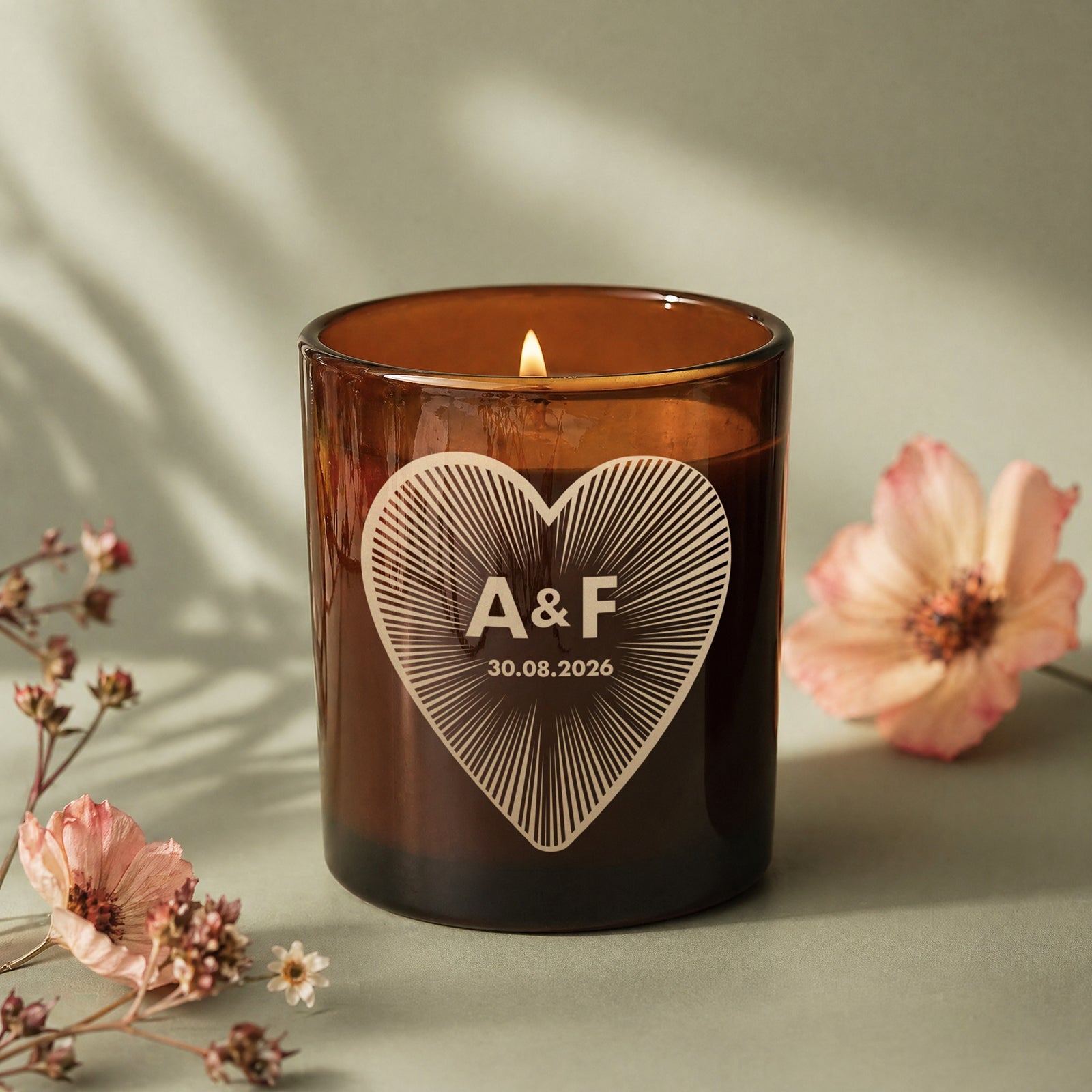 Engagement Gift Personalised Heart Candle Soy Wax Romantic Keepsake in Luxury Gift Box