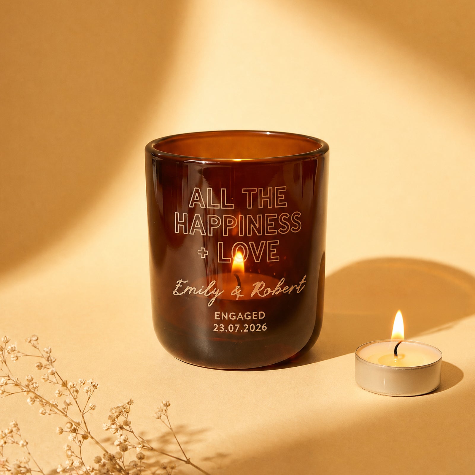 Engagement Gift Tea Light Holder and Candles Set – Luxury Refillable Gift Box Ready to Give