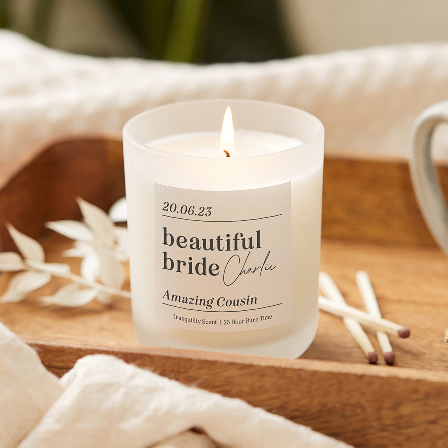 Cousin Wedding Day Keepsake for Bride Candle