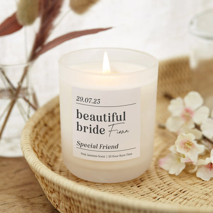 Special Friend Wedding Day Keepsake for Bride Candle