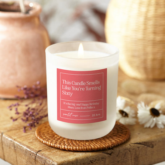 60th Birthday Gift for Her Turning 60 Pink Scented Candle