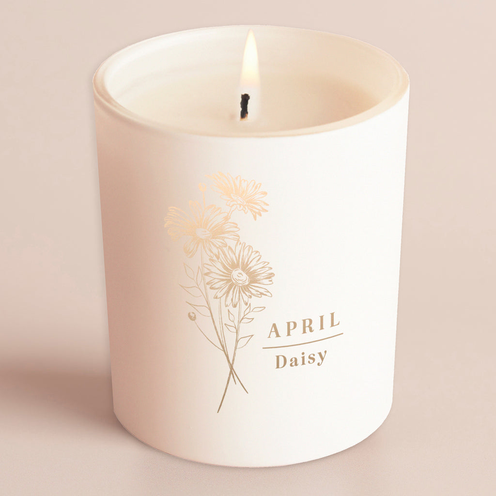 Birth Flower Birthday Gift Glow Through Candle