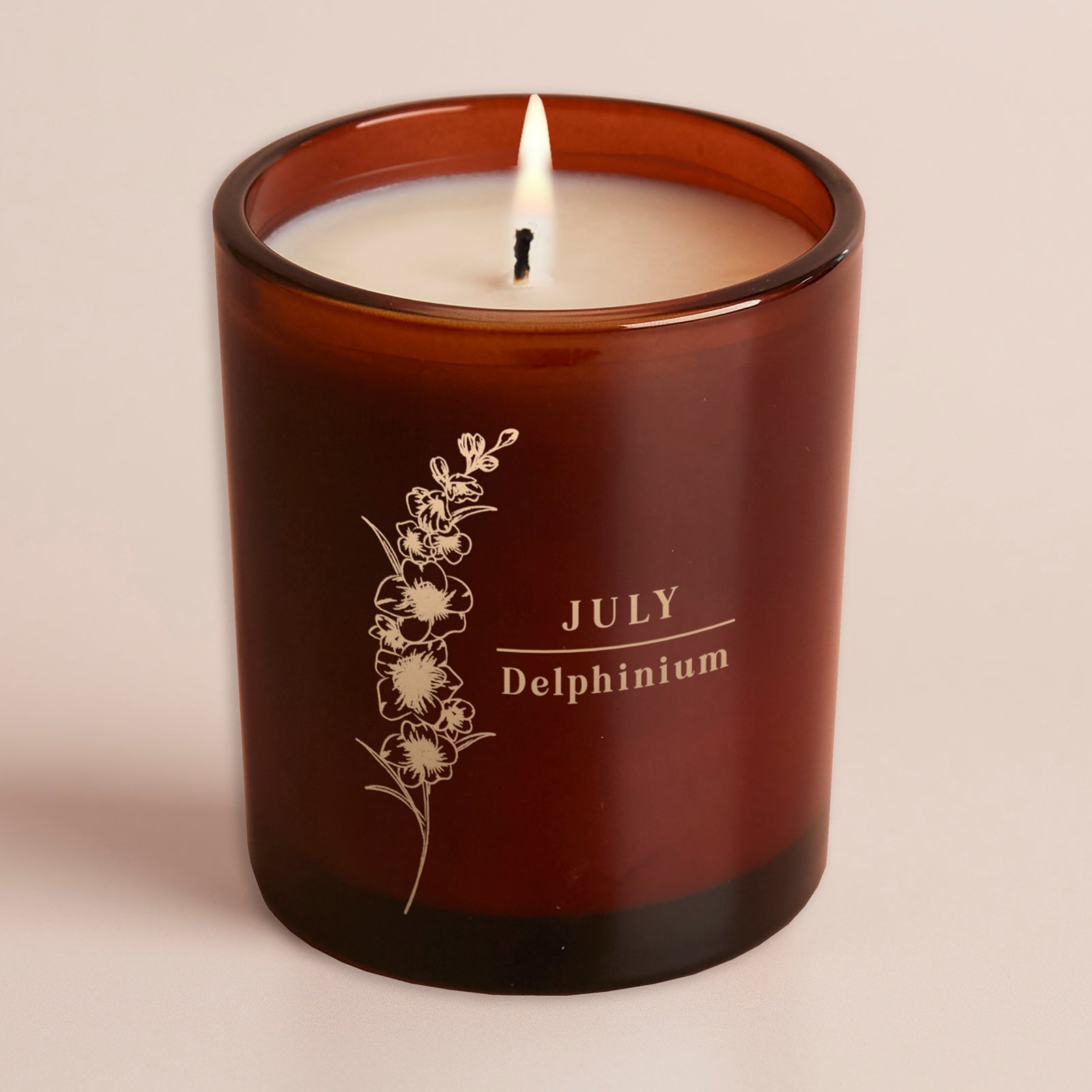 Birth Flower Birthday Gift Amber Glow Through Candle