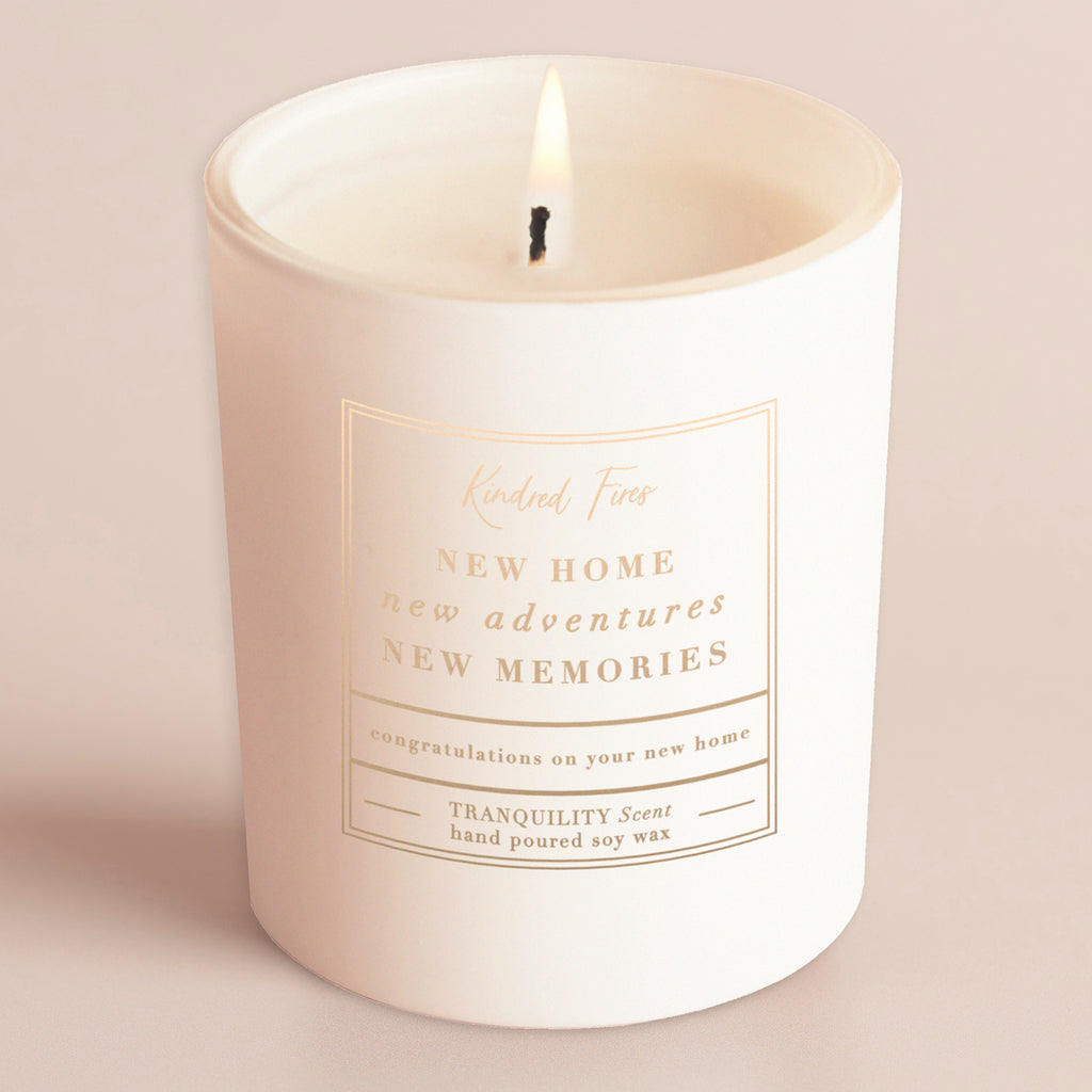 New Home Gift New Memories Glow Through White Candle