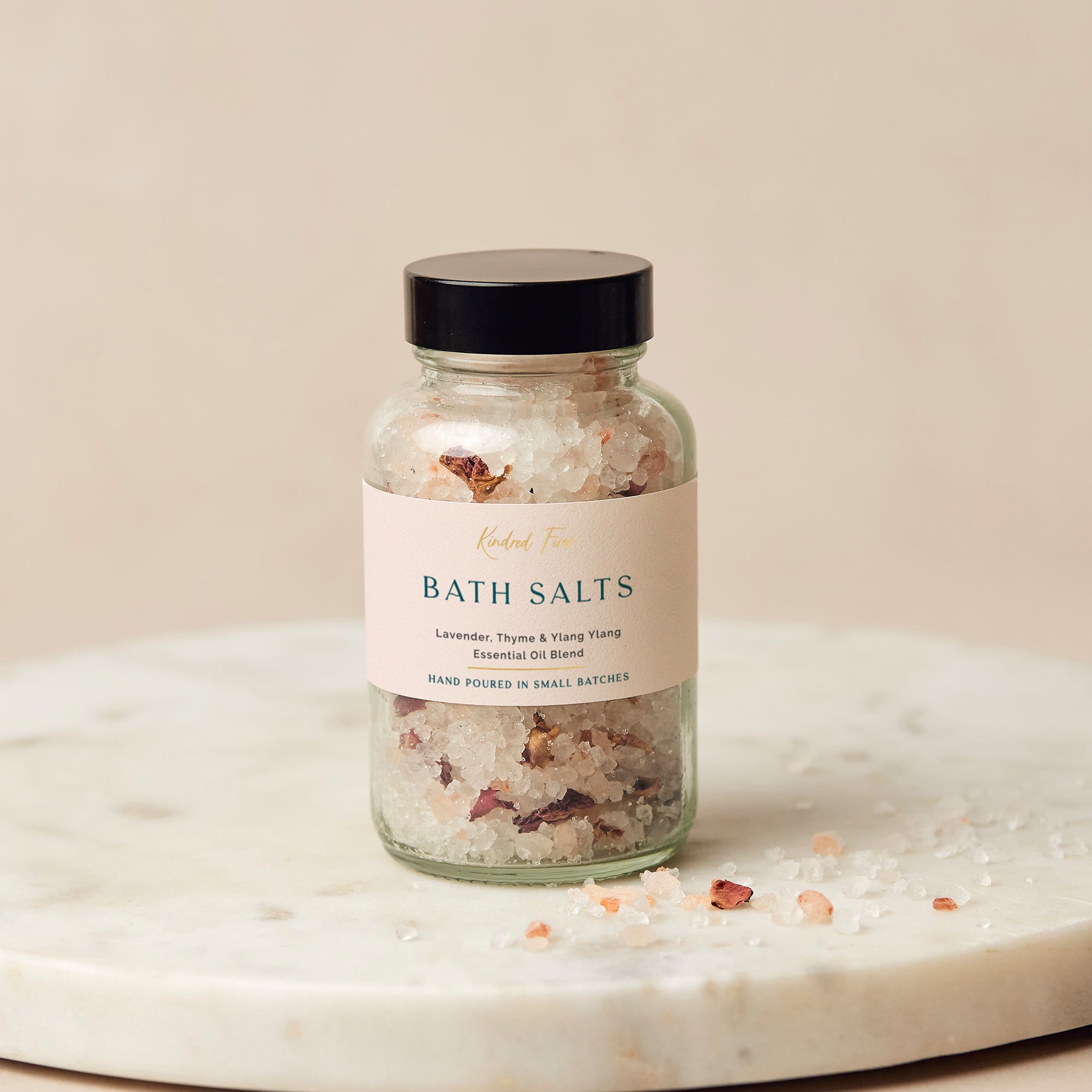 Mother's Day Gift Idea Tealight Holder Set with Candles, Bath Salts & Gold Trimmer in Luxury Box