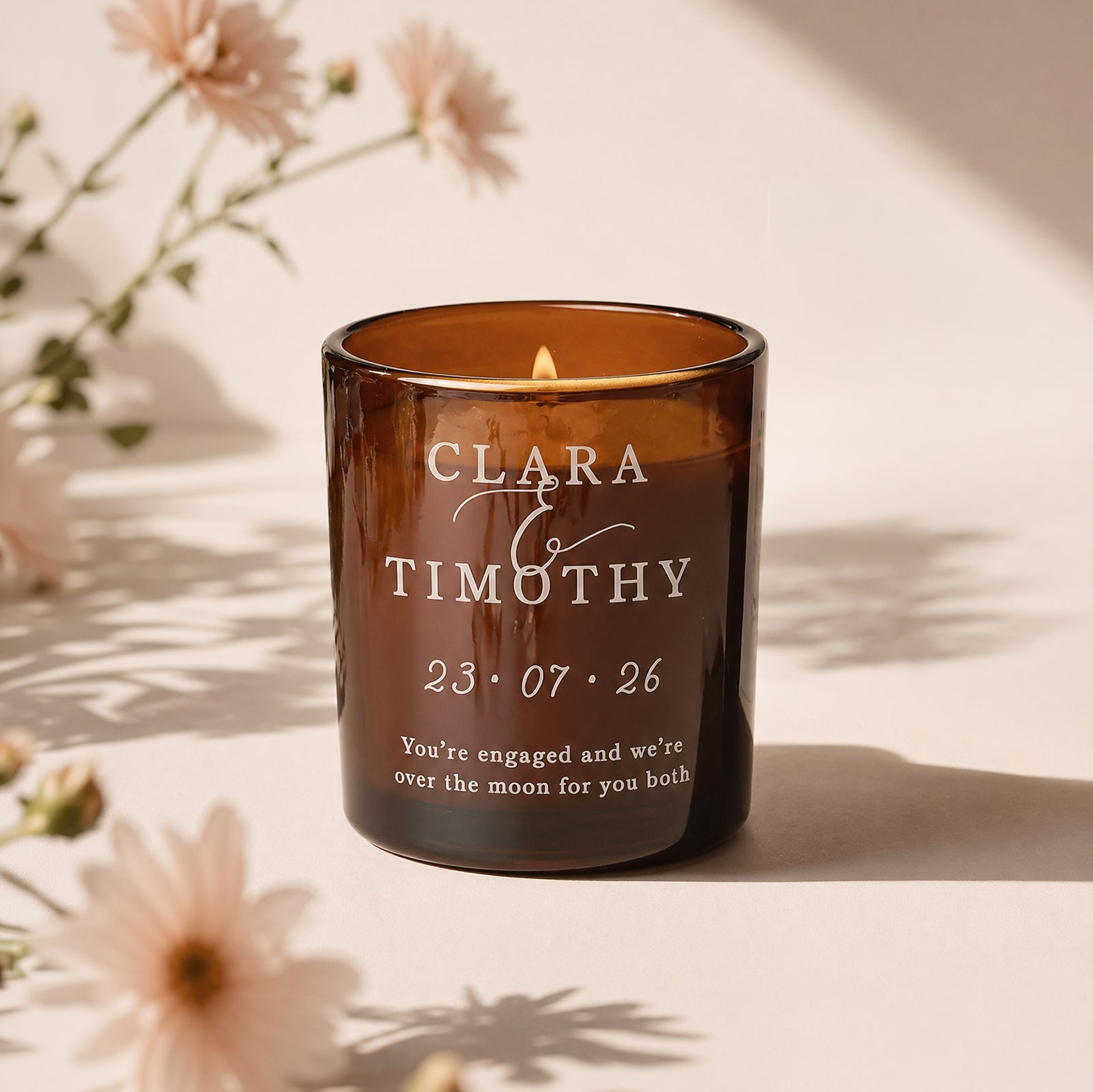Engagement Gift Couples Names Candle – Refillable, Luxury Gift-Ready Wedding & Anniversary Gift