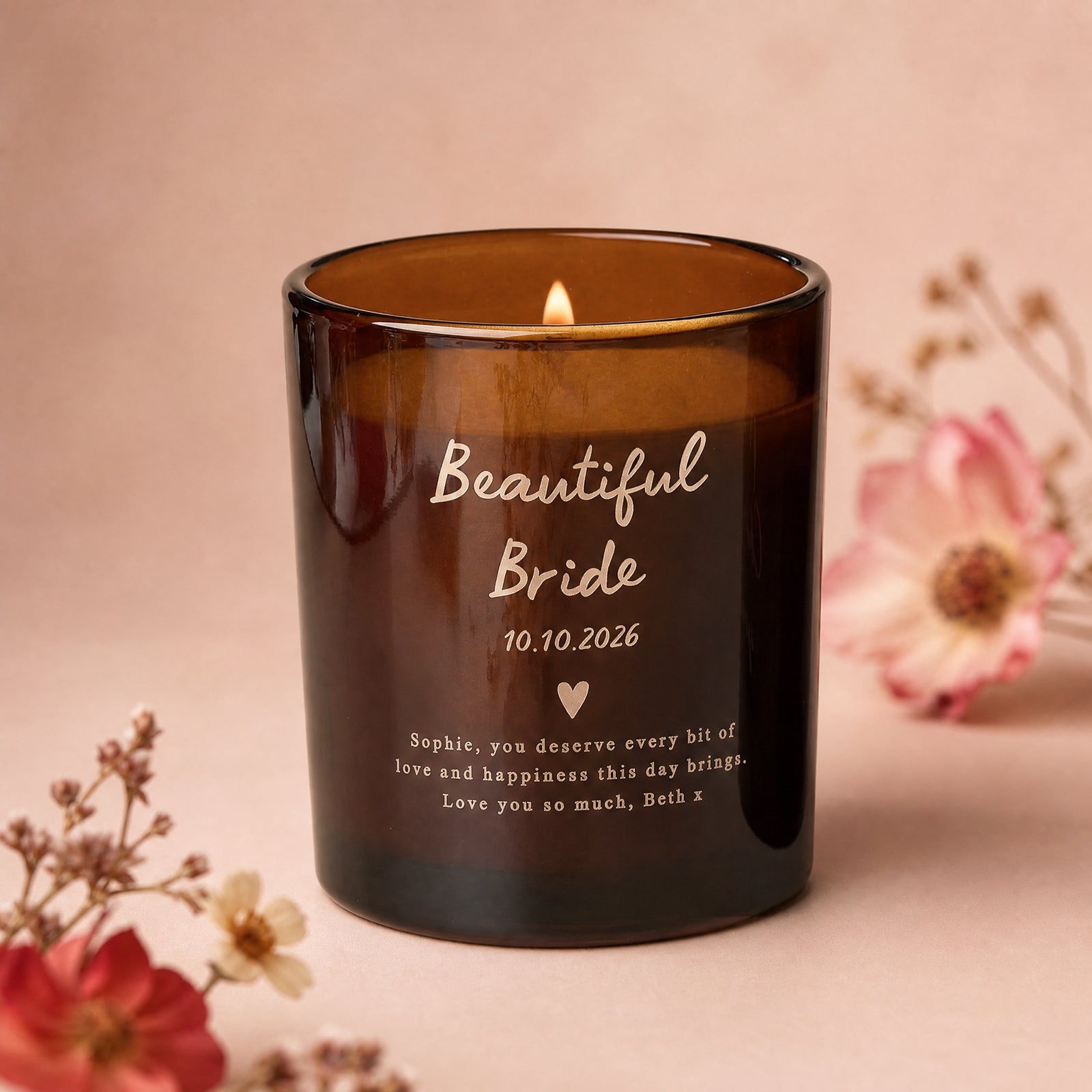 Wedding & Engagement Gift Beautiful Bride Message Candle in Luxury Gift Box, Refillable