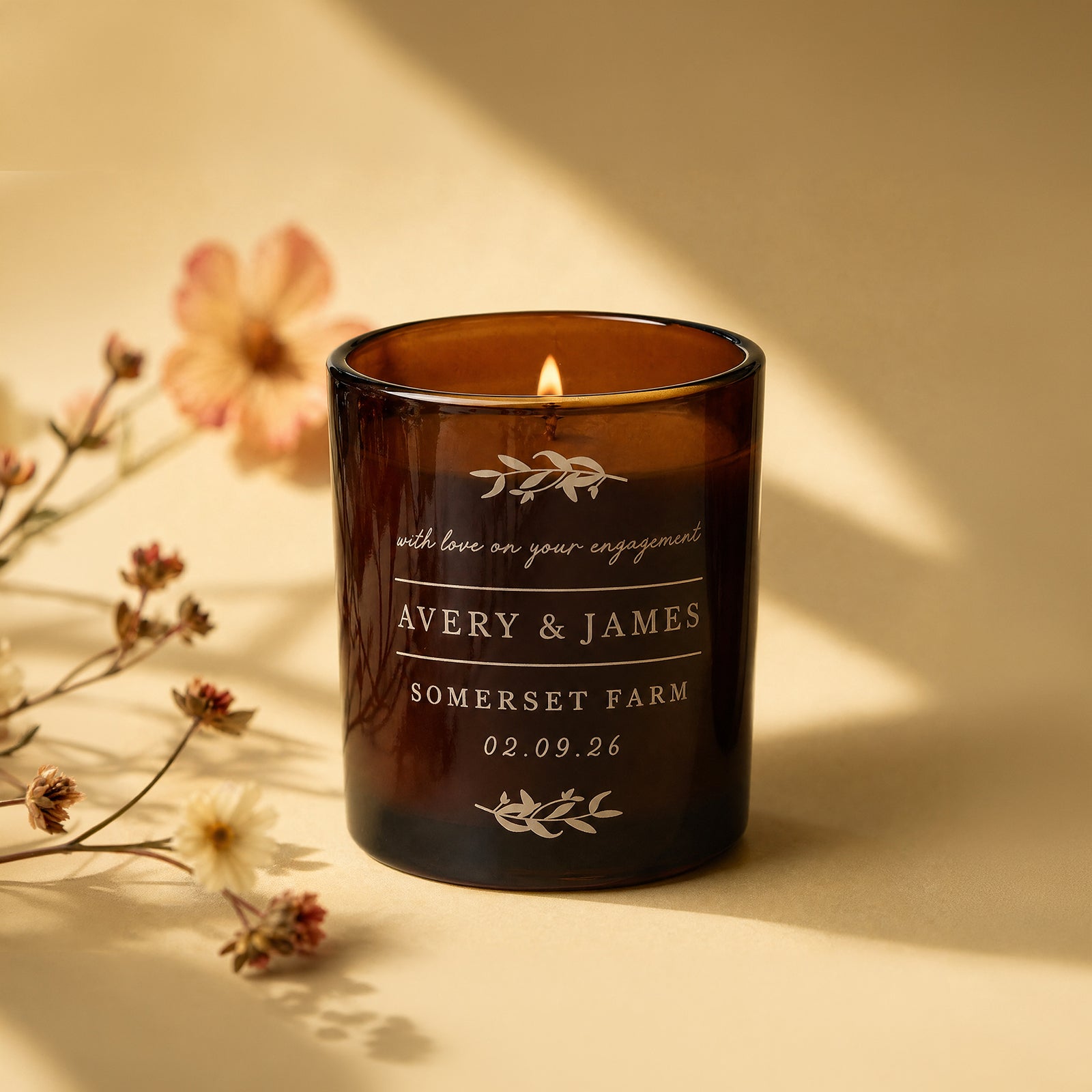Engagement Gift Candle with Love – Luxury Gift-Ready Box, Personalised Refillable Soy Wax