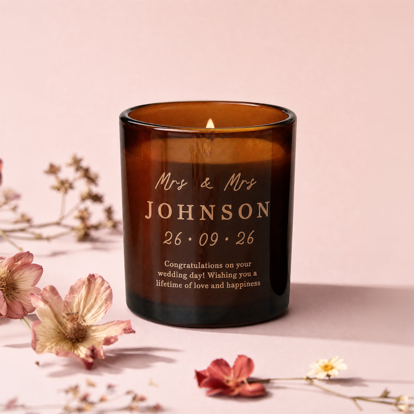 Wedding Gift Personalised Couple Candle – Luxury Gift Box, Refillable Soy Wax, Ideal Engagement Gift
