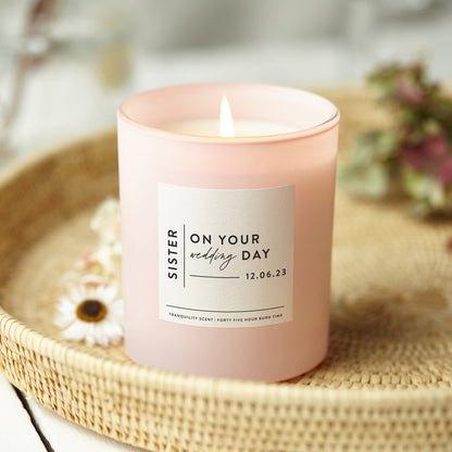 Sister Wedding Day Gift Scented Pink Candle