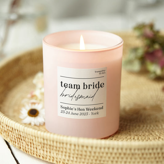 Bridesmaid Hen Party Gift Scented Pink Candle