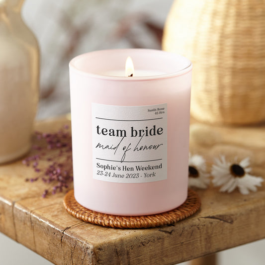 Maid of Honour Hen Party Gift Scented Pink Candle