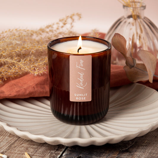 Sunlit Rose Scented Amber Candle