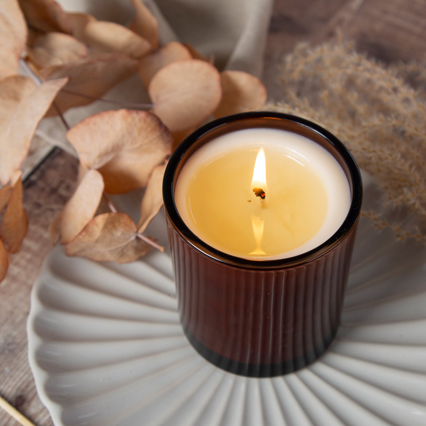 Medium Glass Candle Sample Sale (Amber Colour)