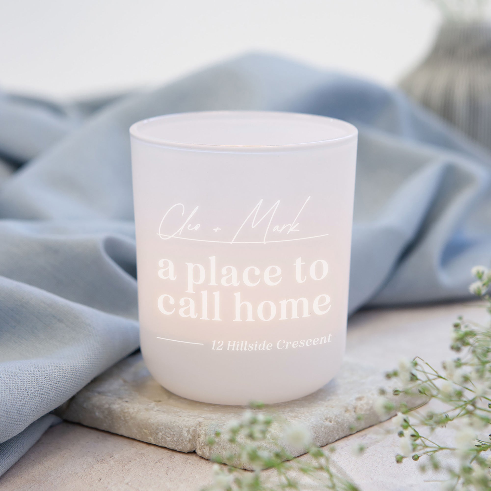 First Home Keepsake Gift Personalised Tea Light Holder with Candles