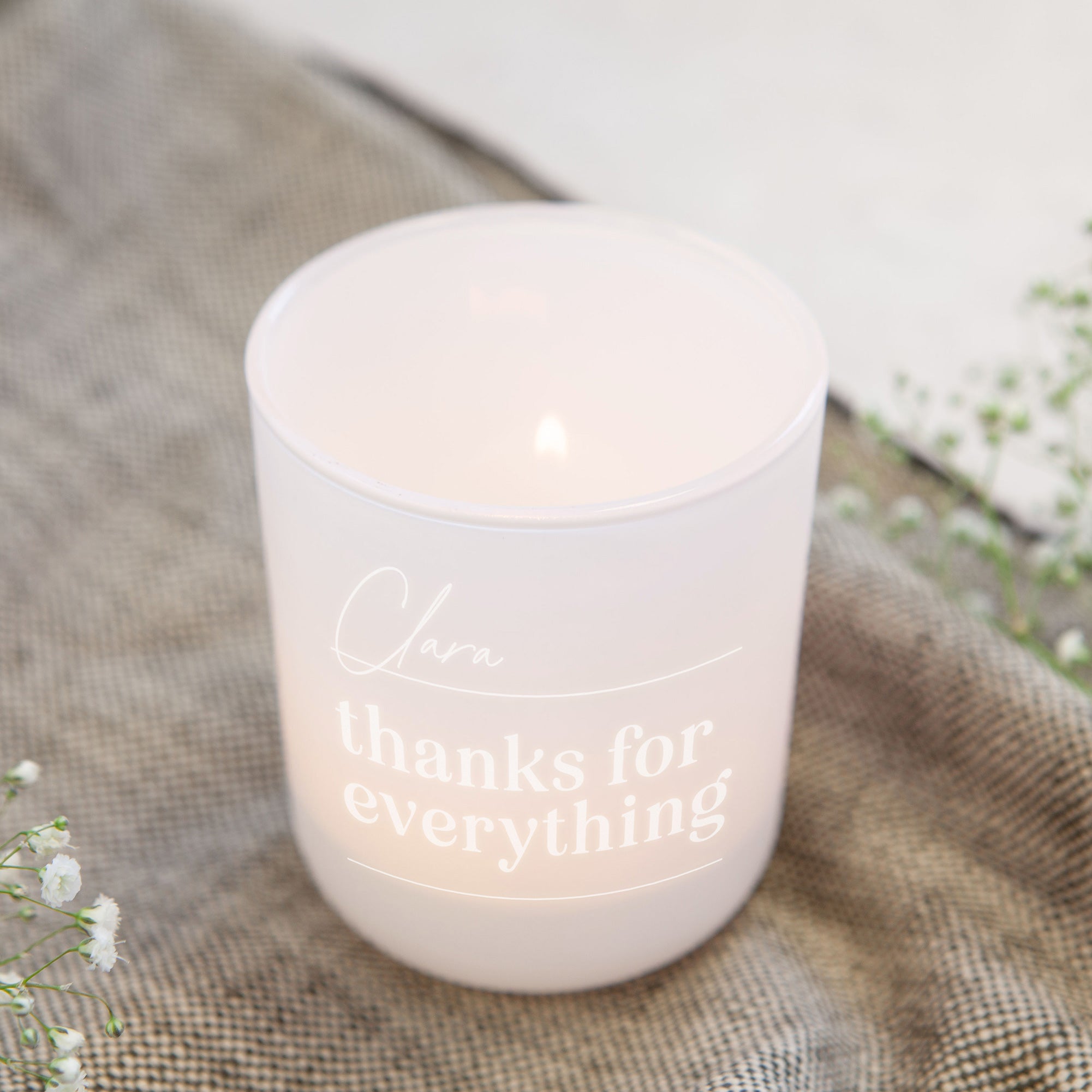 Thank You Keepsake Gift Personalised Tea Light Holder with Candles