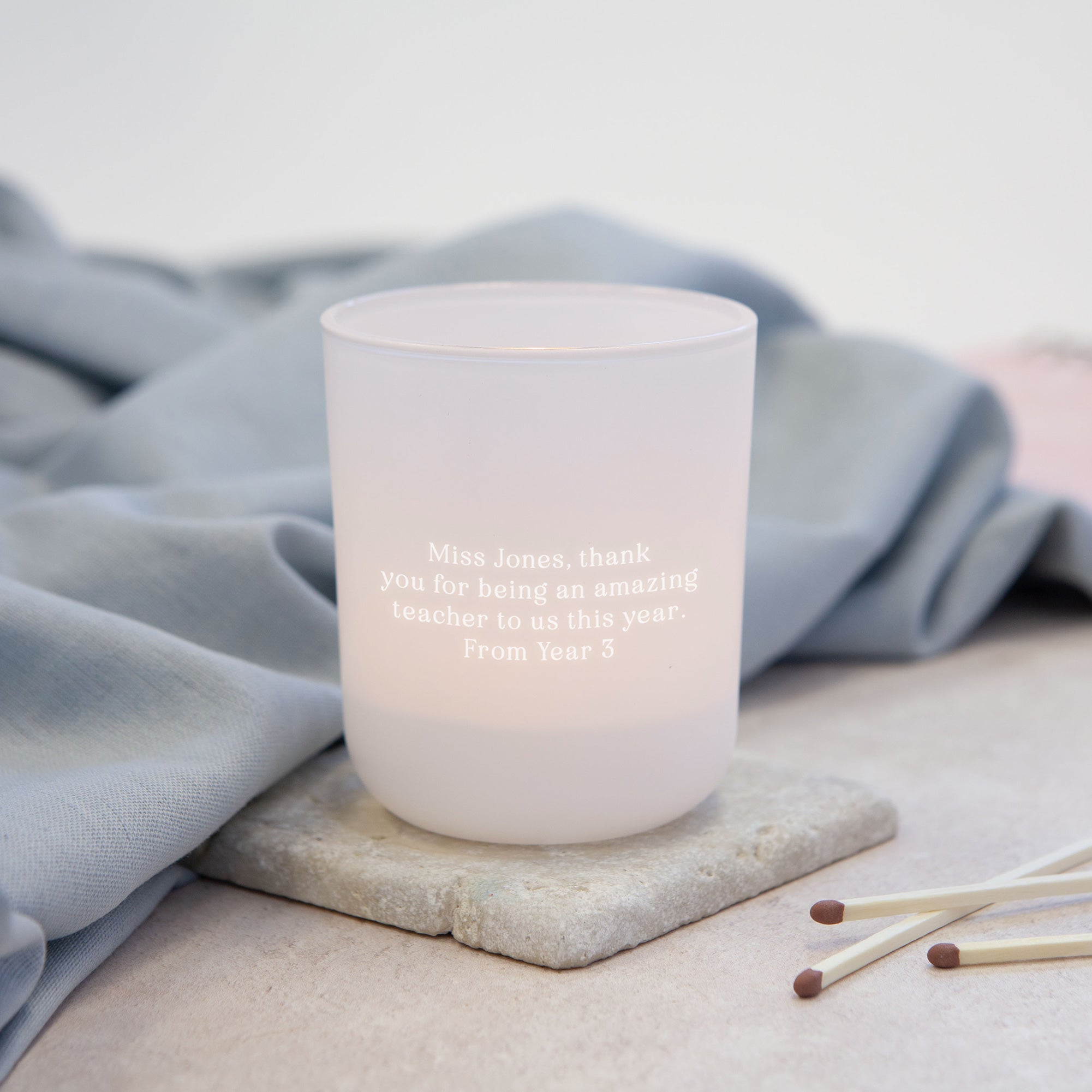 Personalised Teacher Thank You Keepsake Gift Personalised Tea Light Holder with Candles