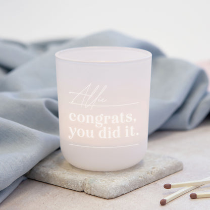 Congratulations Keepsake Gift Personalised Tea Light Holder with Candles