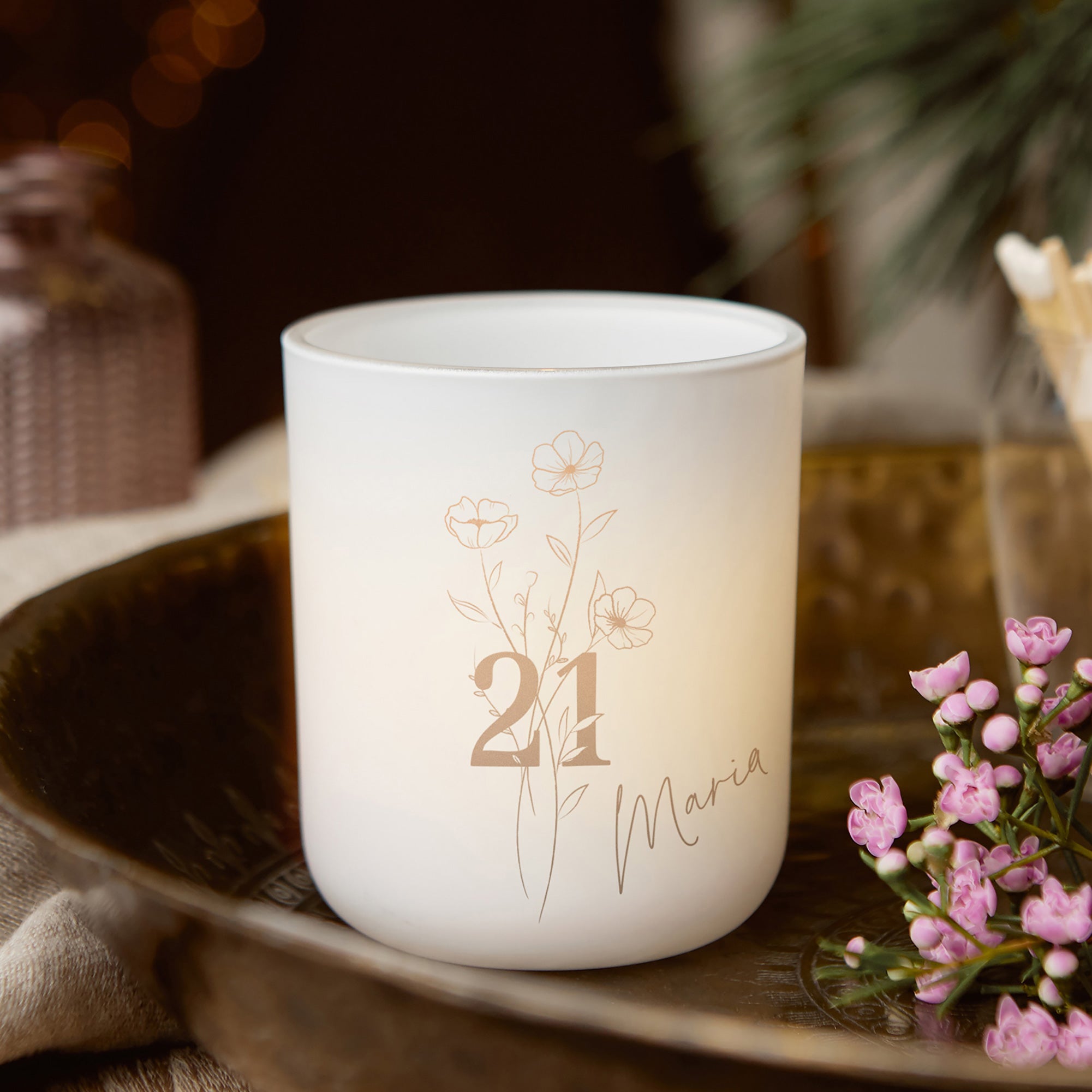 Any Age Birthday Gift for Her Luxury Tea Light Holder with Candles