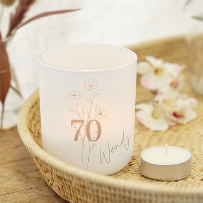 70th Birthday Gift for Her Luxury Tea Light Holder with Candles