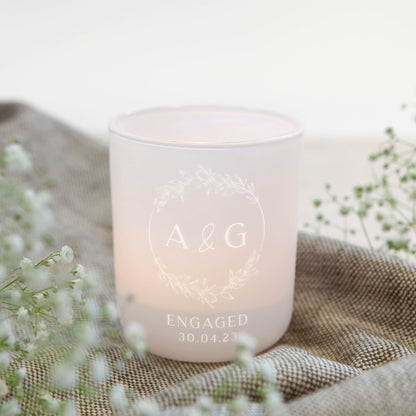 Engagement Keepsake Gift Personalised Tea Light Holder with Candles