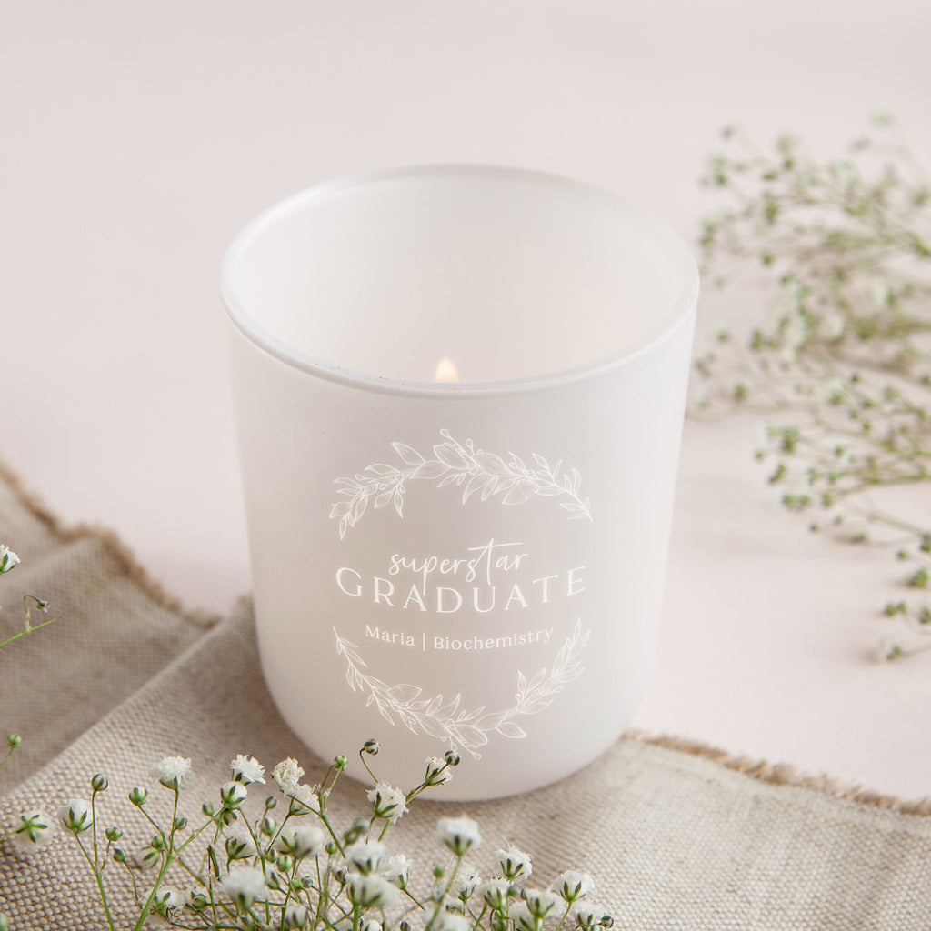 Graduation Keepsake Gift Personalised Tea Light Holder with Candles