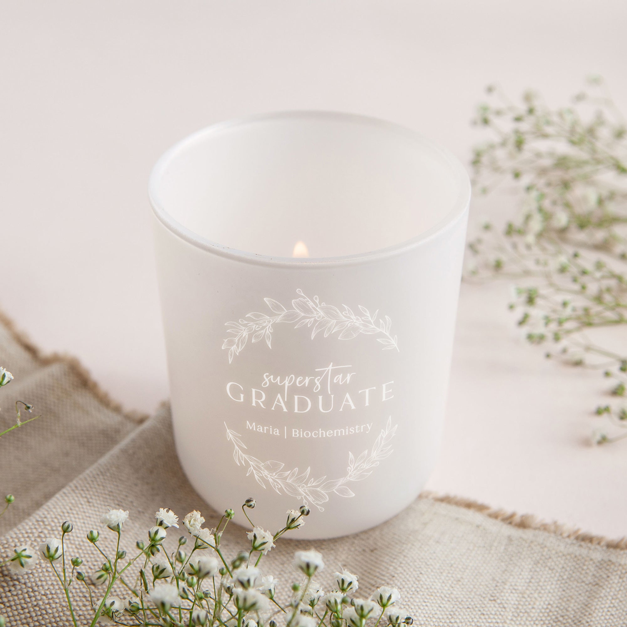 Graduation Keepsake Gift Personalised Tea Light Holder with Candles