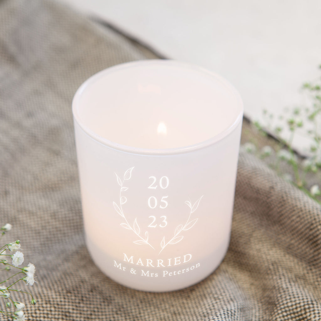 Wedding Keepsake Date Gift Personalised Tea Light Holder with Candles