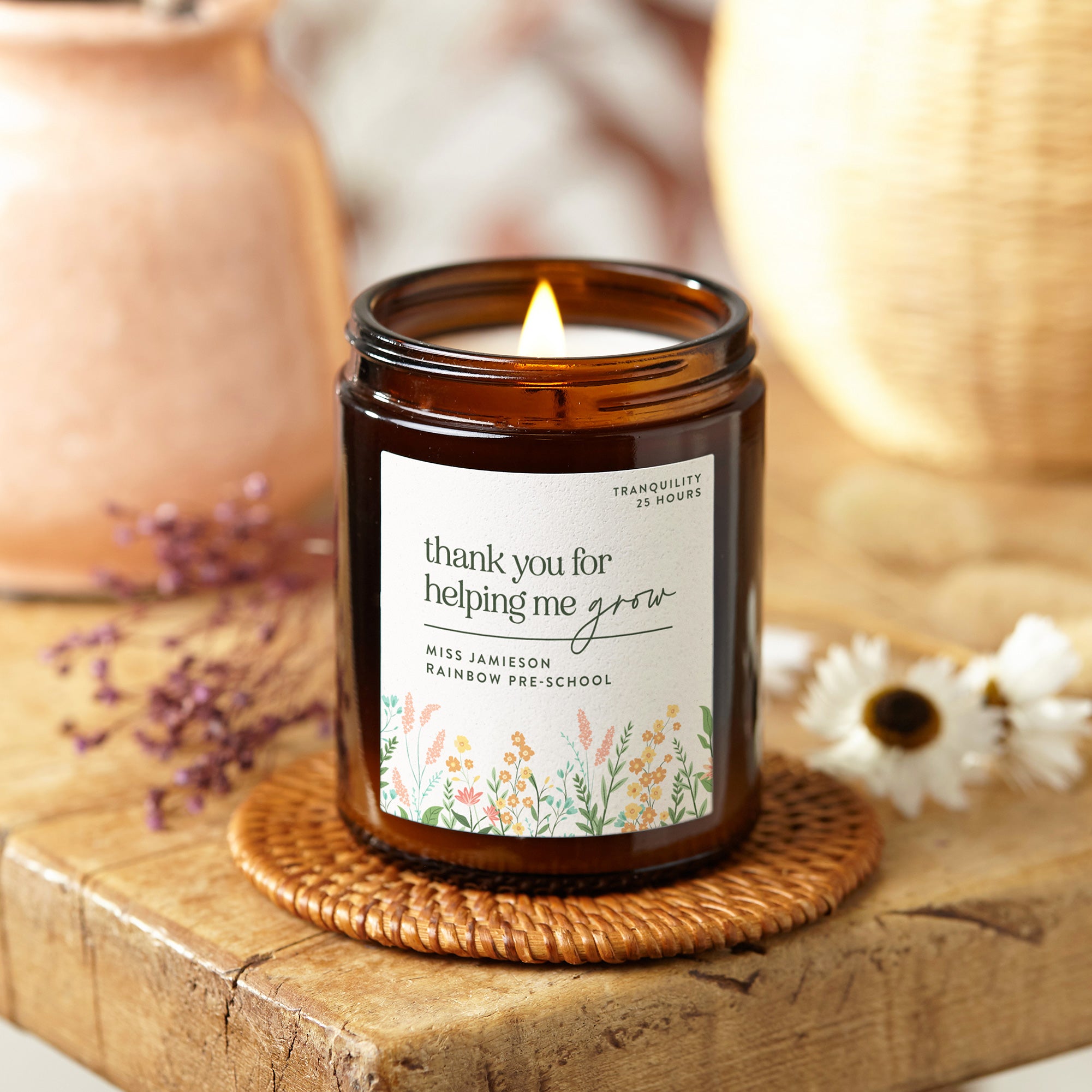 Thank You Gift Preschool Teacher Candle - Personalised Soy Wax in Luxury Gift Box