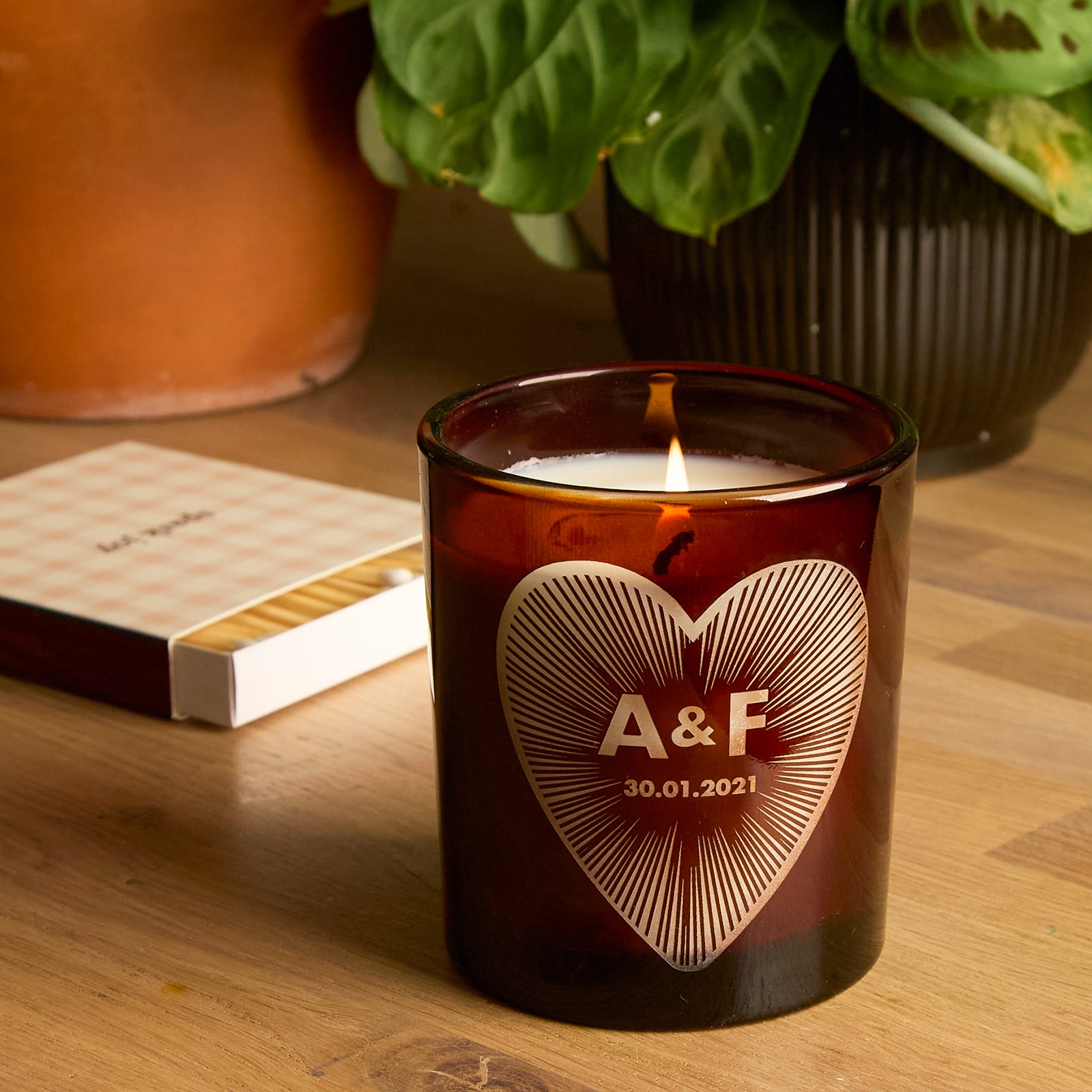 Valentine's Gift Initials Candle for Couples Personalised Romantic Gift in Luxury Box