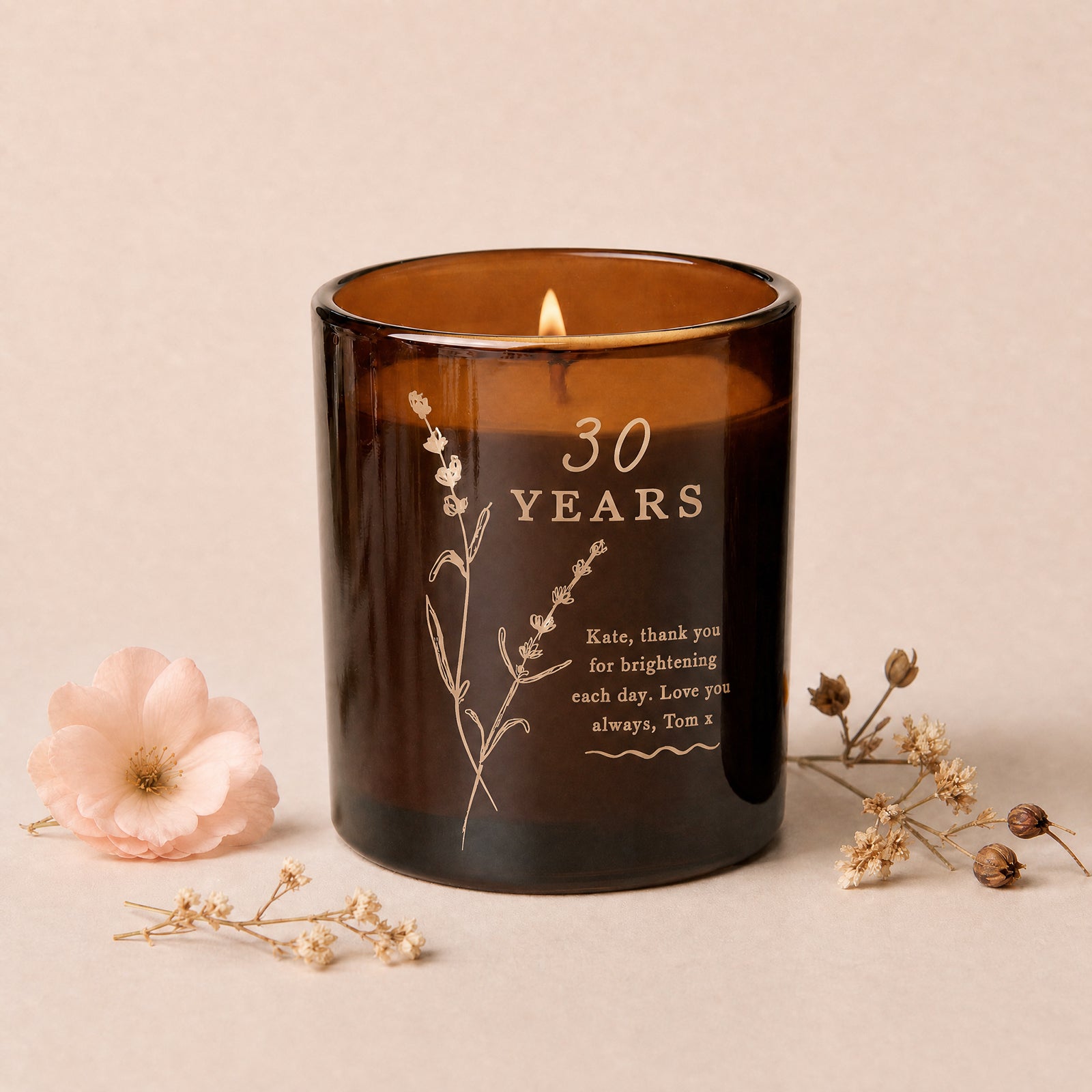 Wedding Anniversary Gift Candle Any Year Personalised Soy Wax in Luxury Gift Box Refillable