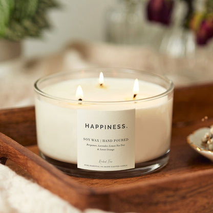 3 Wick Large Aromatherapy Candles - Sleep, De-stress, Happiness, Focus, Energy