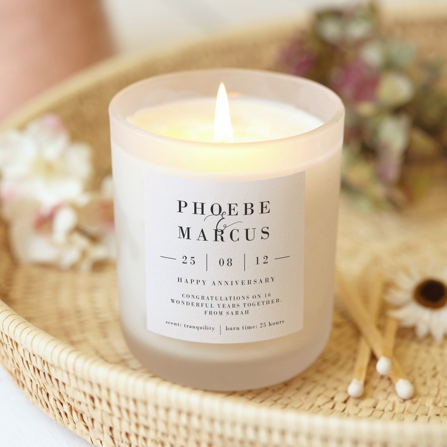 10th Anniversary Gift Personalised Candle