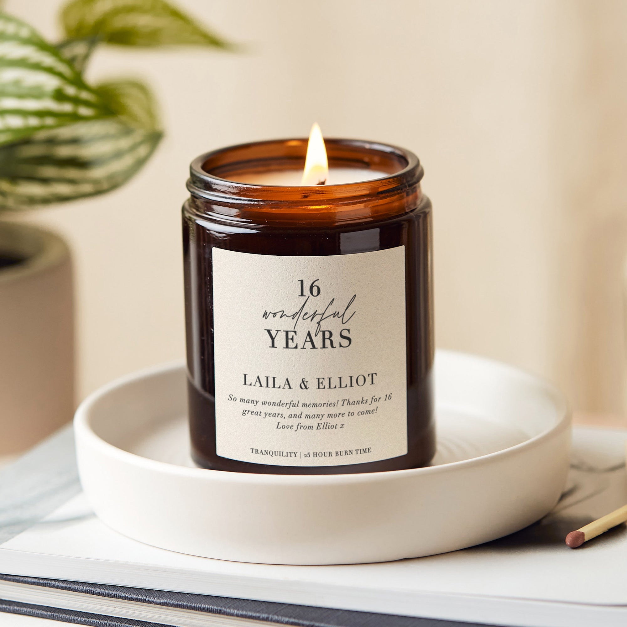 16th Wax Anniversary Gift Candle – Personalised Romantic Wedding Gift in Luxury Box