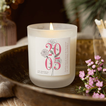 16th Birthday Gift Birth Year Floral White Candle - Kindred Fires