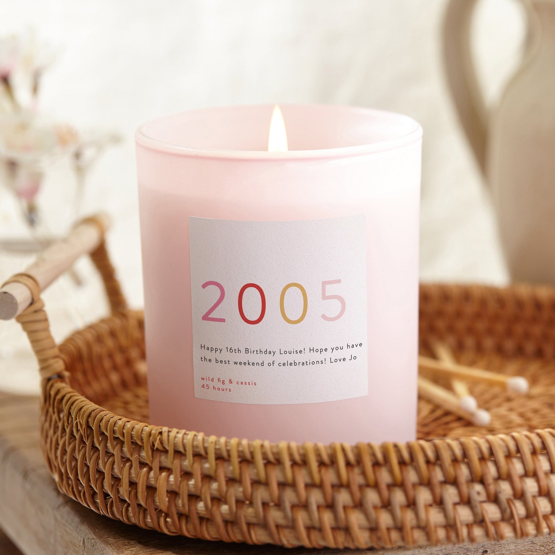 16th Birthday Gift for Girl Pink Year Candle - Kindred Fires