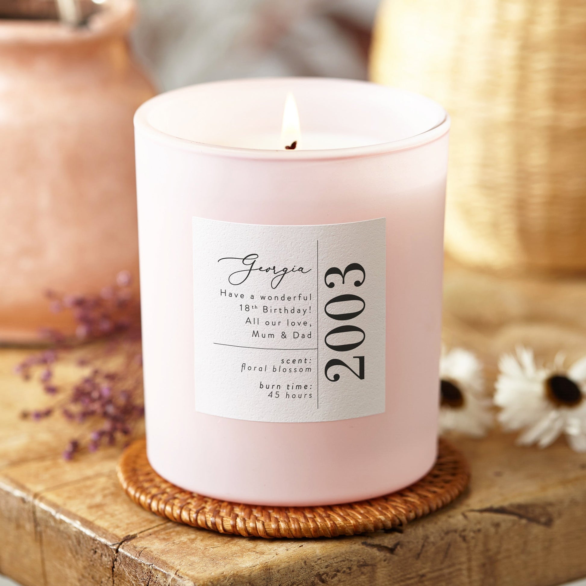 18th Birthday Candle Gift Pink - Kindred Fires