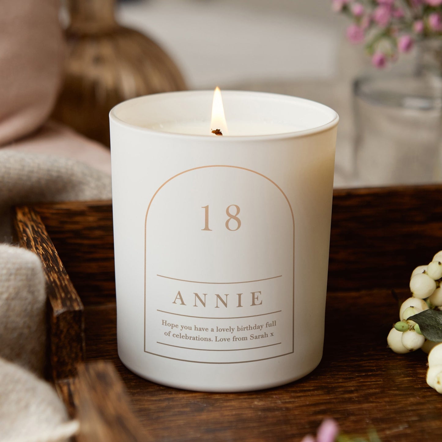 18th Birthday Gift for Her Glow Through Candle Curved Arch - Kindred Fires