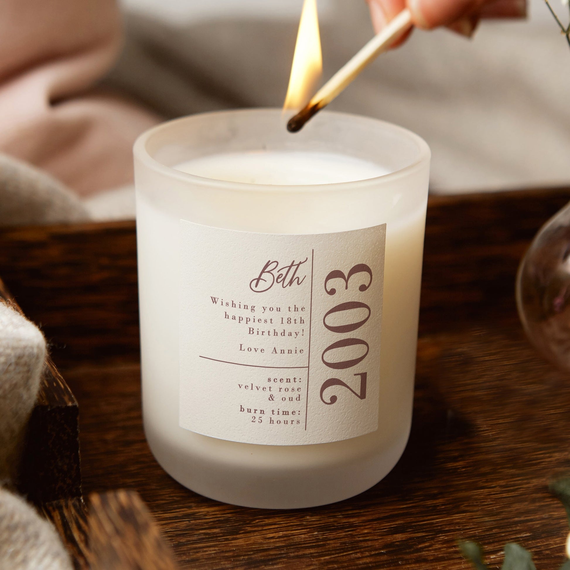 18th Birthday Gift Simple Frosted Candle - Kindred Fires