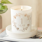 1st Wedding Anniversary Gift - Personalised Soy Wax Glow Through Candle in Luxury Box