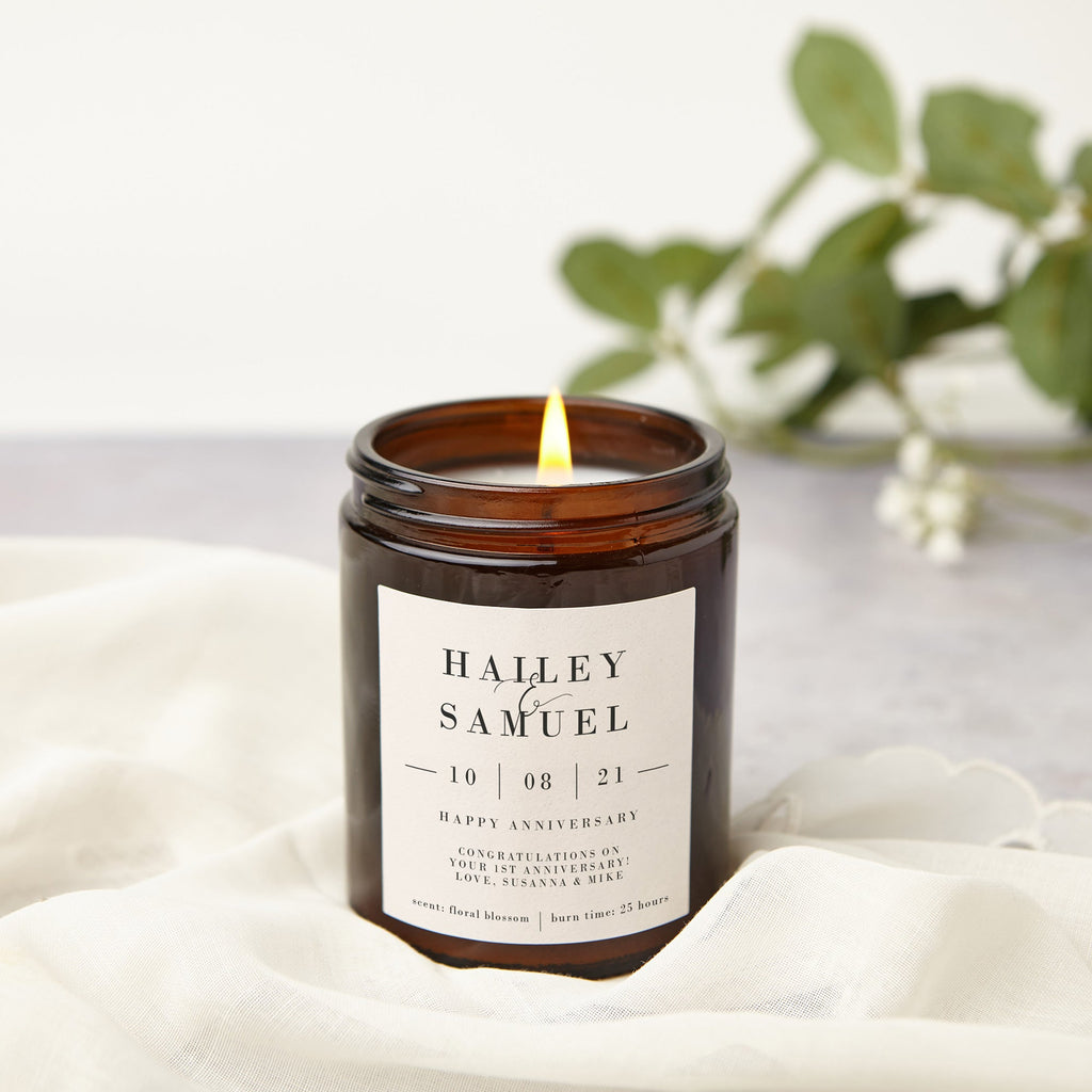 1st Anniversary Gift Personalised Candle