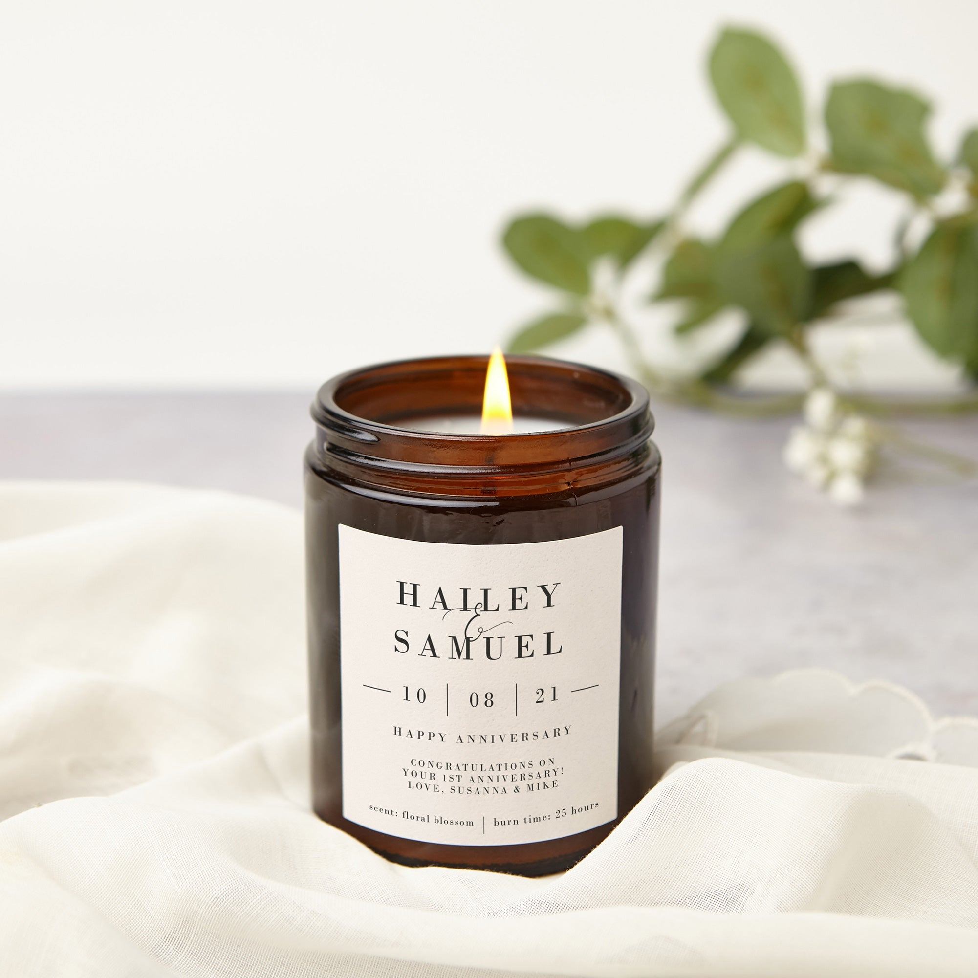1st Anniversary Gift Personalised Candle