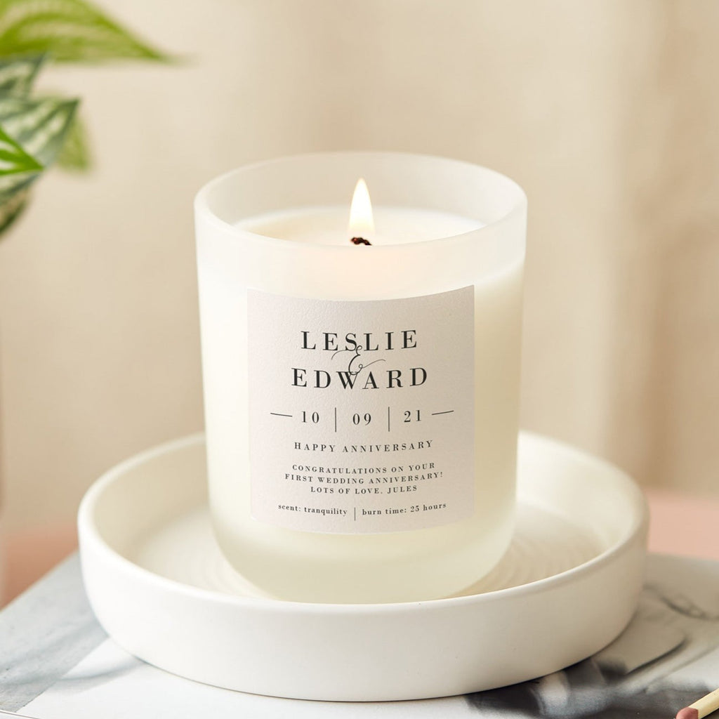 1st Anniversary Gift Personalised Candle
