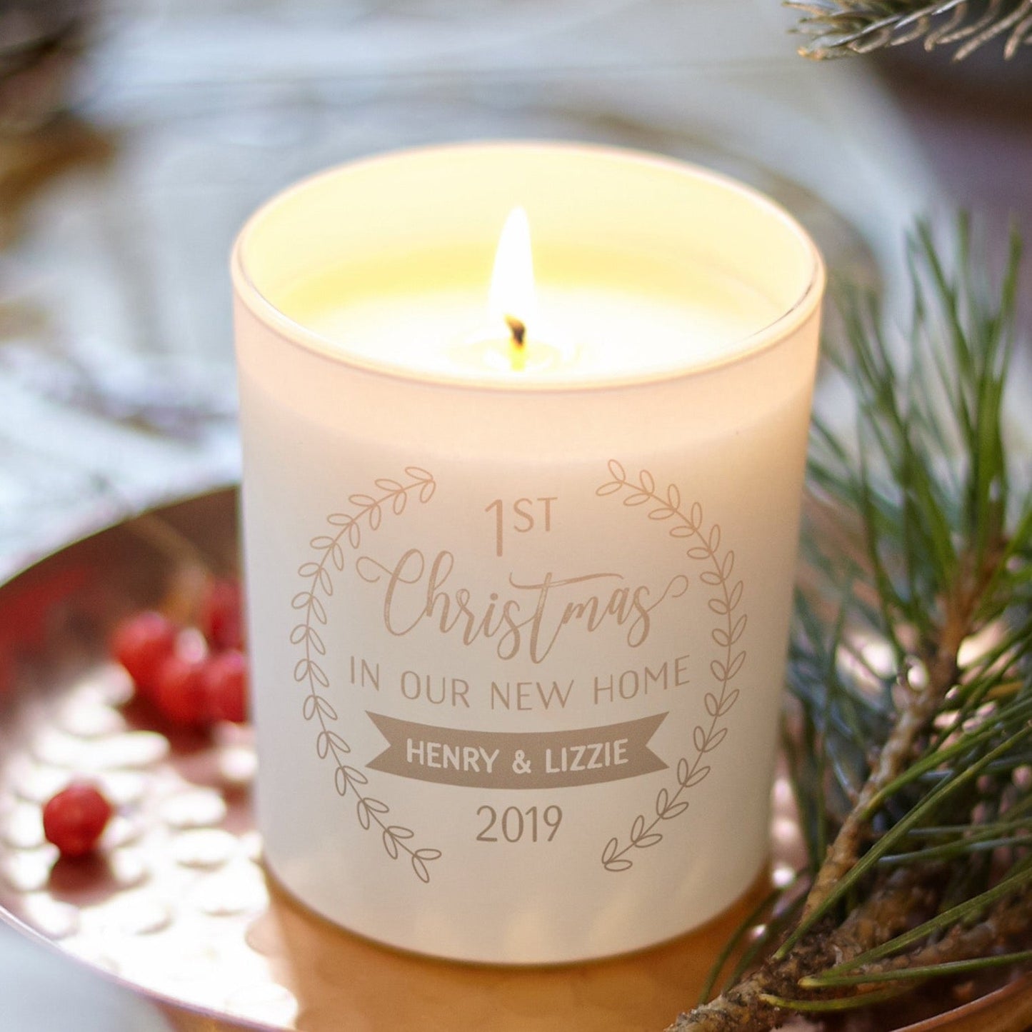 1st Christmas New Home Personalised Candle - Kindred Fires