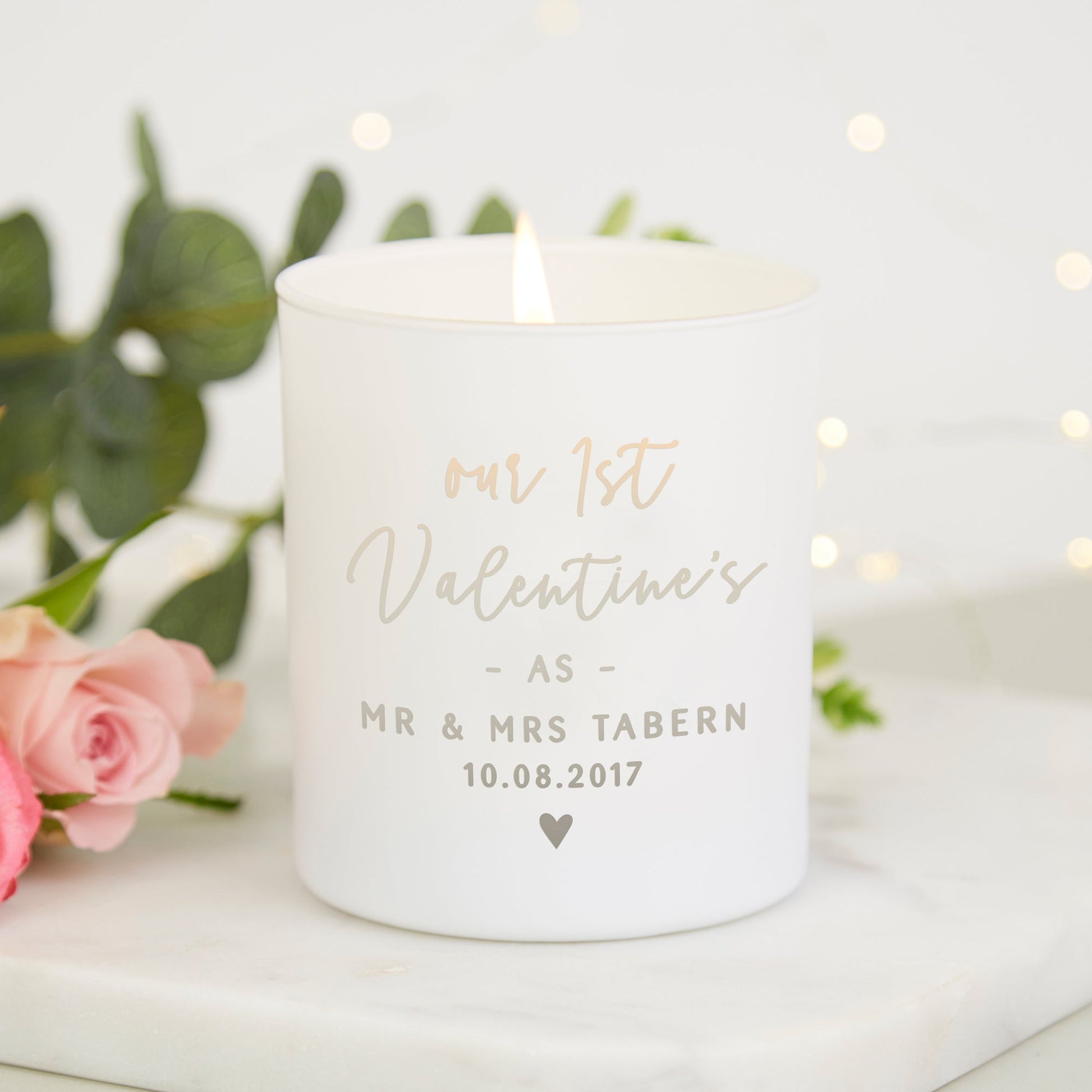 1st Married Valentine's Gift for Wife Personalised Candle - Kindred Fires