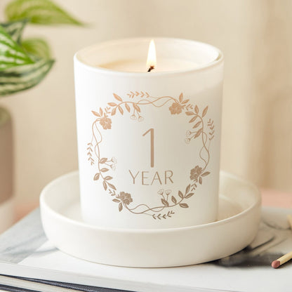 1st Wedding Anniversary Gift Personalised Glow Through Candle