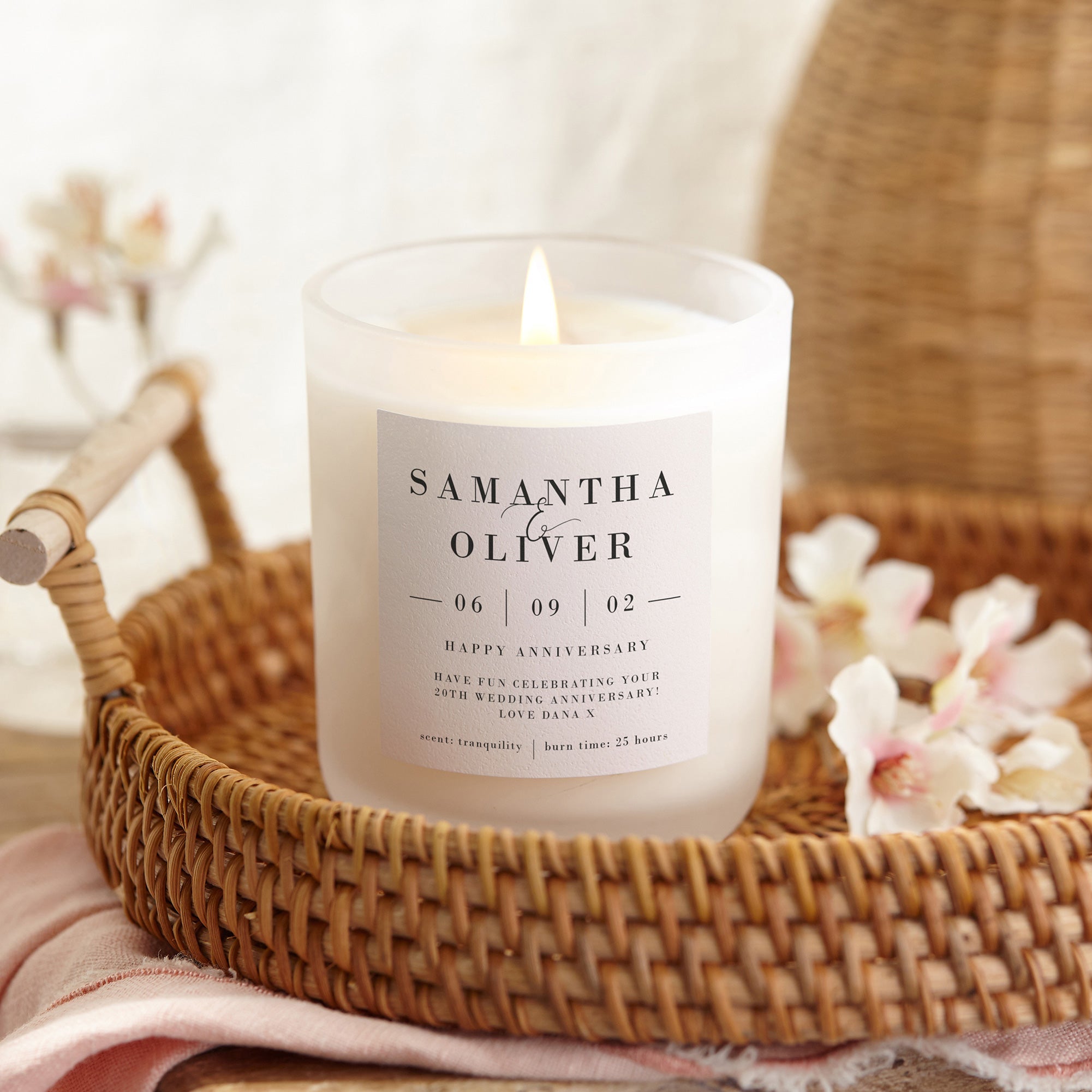 20th Anniversary Gift Personalised Candle