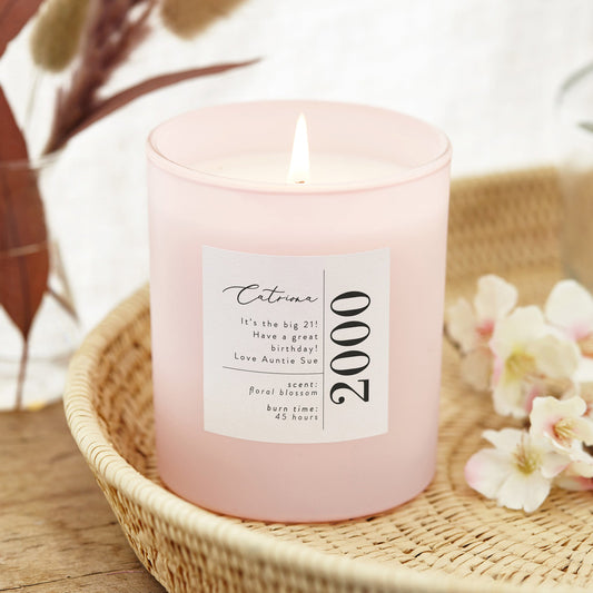 21st Birthday Candle Gift Pink - Kindred Fires
