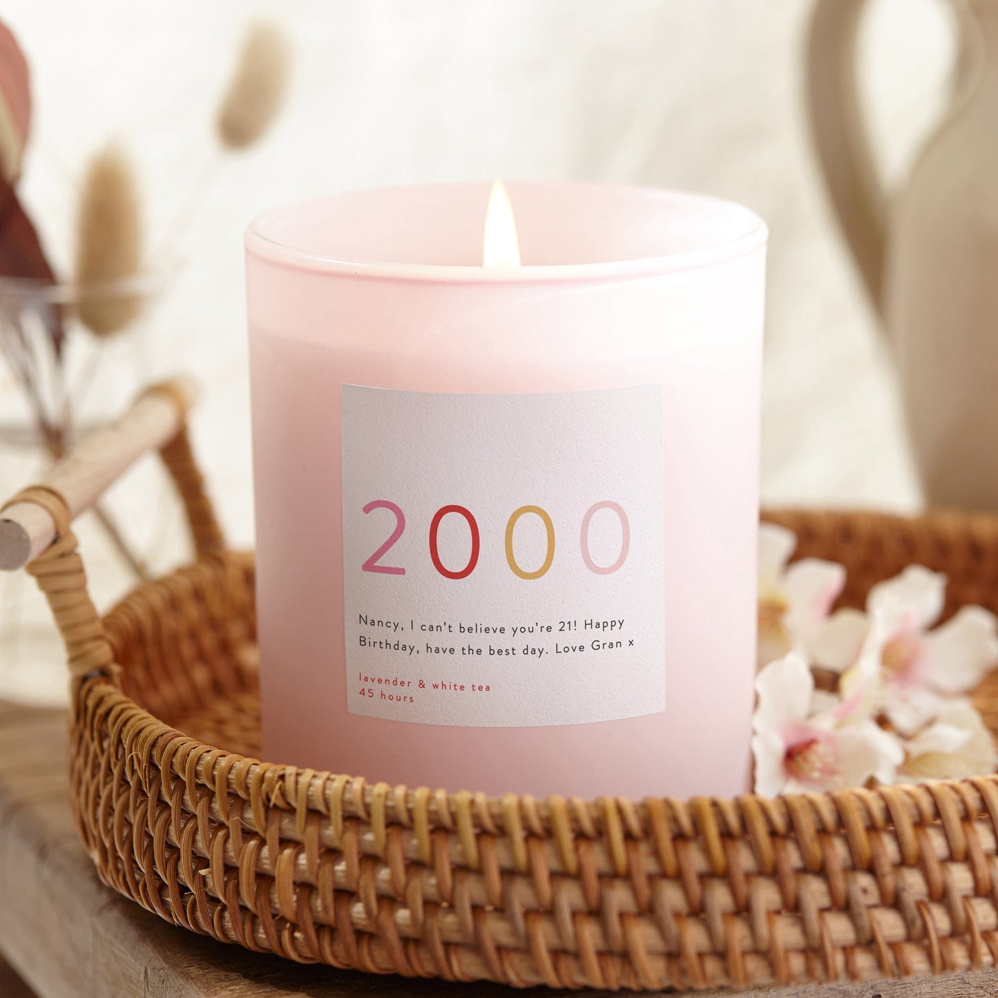 21st Birthday Gift for Girl Pink Year Candle - Kindred Fires