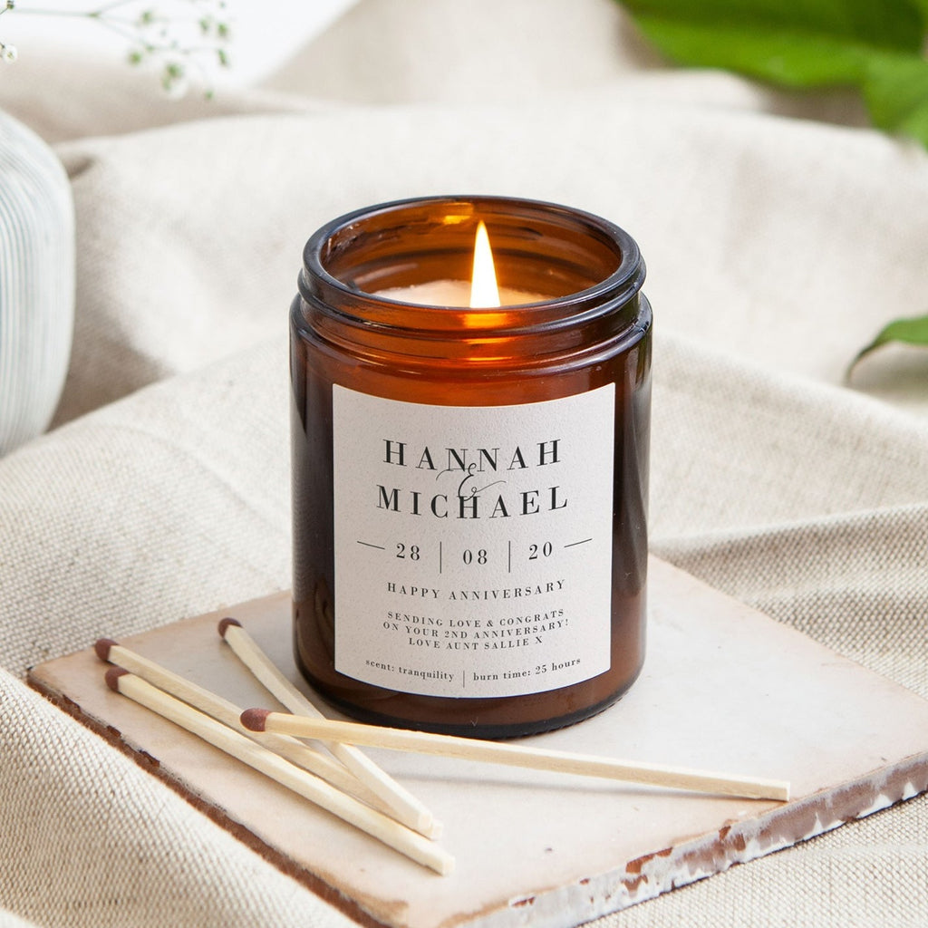 2nd Anniversary Gift Personalised Candle